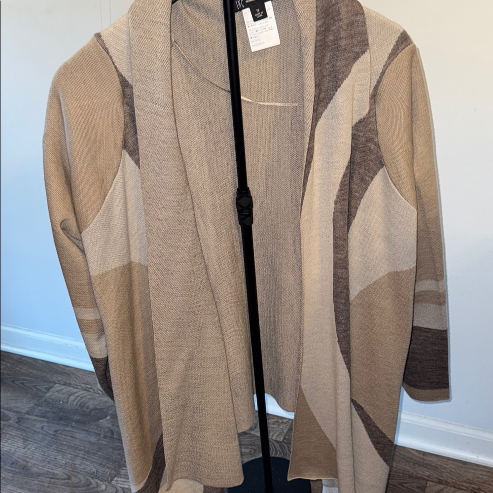 INC International Concepts Beige and Brown Cardigan